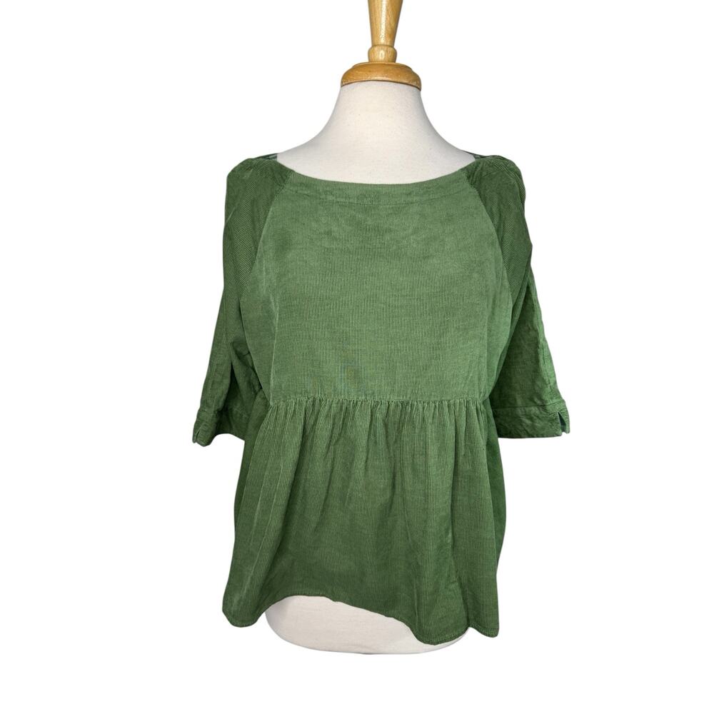 MAEVE Anthropologie Maria Green Corduroy Button Up Blouse Size XS Womens Cotton